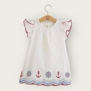 NWT | Little Lisa | Sailor Embroidered Dress | White/Blue/Red | Size 5